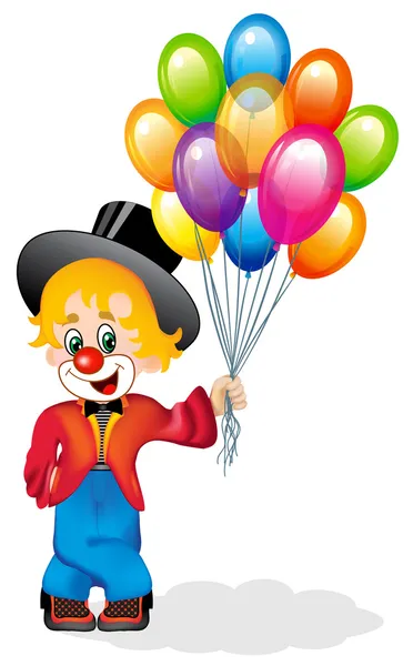 Joyeux clown coût (stand) s avec boule d'air — Image vectorielle