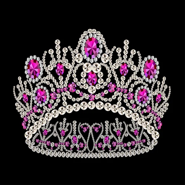 Diadem corona mariage féminin avec rubis — Image vectorielle