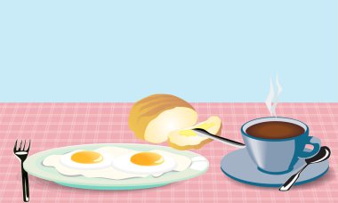 sabah kızarmış yemek yumurta kahve ve maske ile ekmek