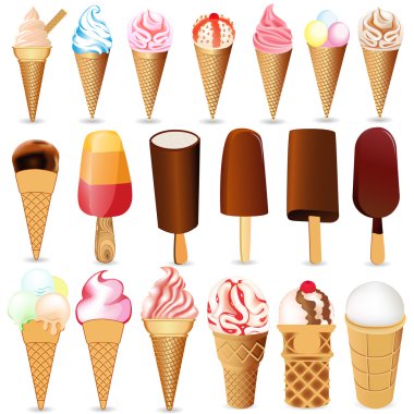 Set ice cream on white background clipart