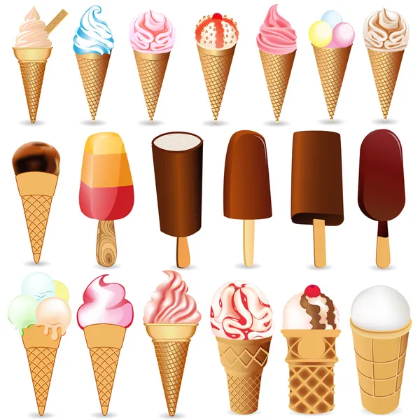 Definir sorvete no fundo branco — Vetor de Stock