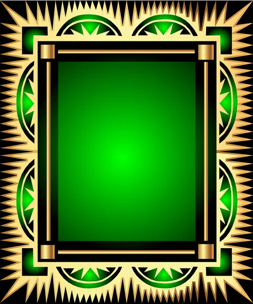Marco de fondo verde con patrón dorado (es) — Archivo Imágenes Vectoriales