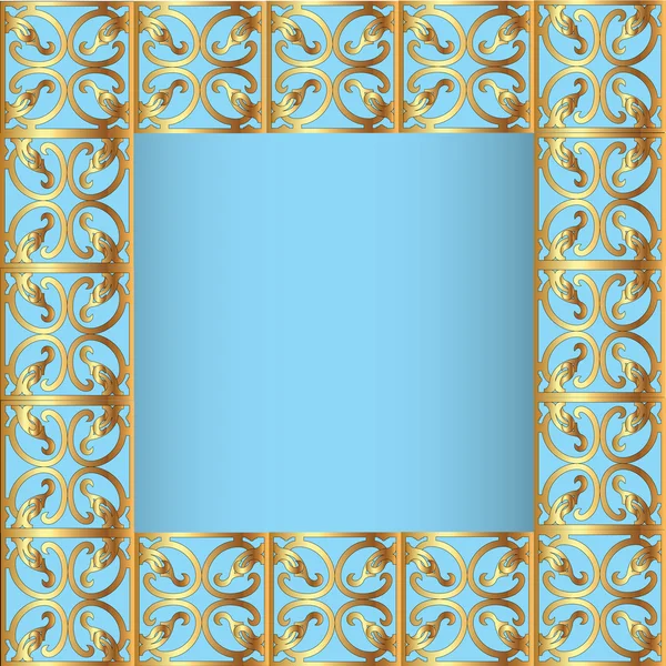 Frame blå bakgrund med gold(en)(en) prov — Stock vektor