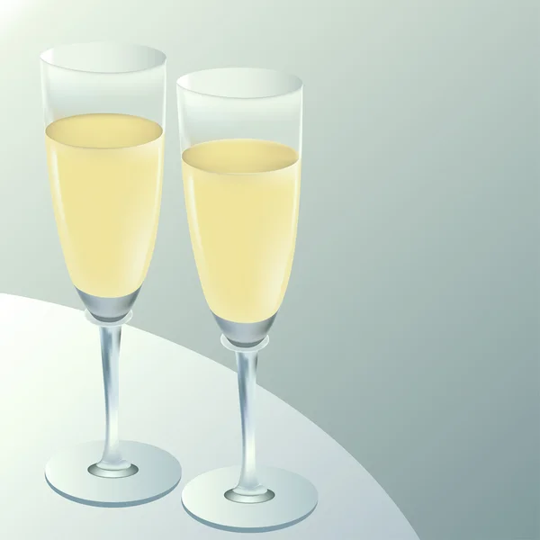 Două pahare cu vin pe masă — Vector de stoc