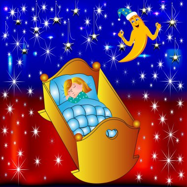 Crib child moon lulls and hangs stars clipart