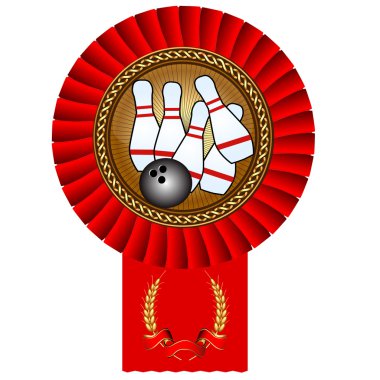 Bowling skittles ball gold medal red tape clipart