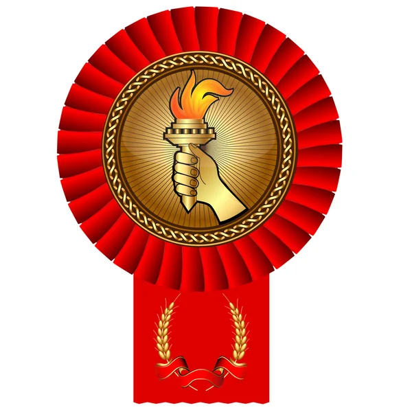 Torchlight Olympiade gouden medaille red tape — Stockvector