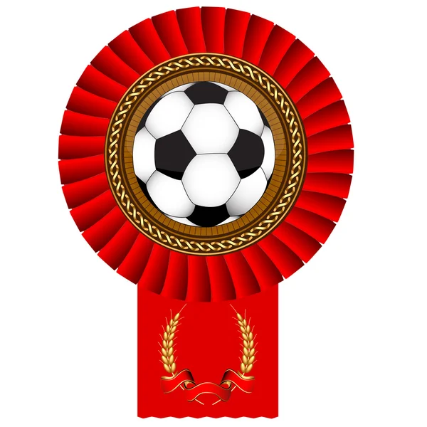 Football ball gold medal red tape — Stock Vector
