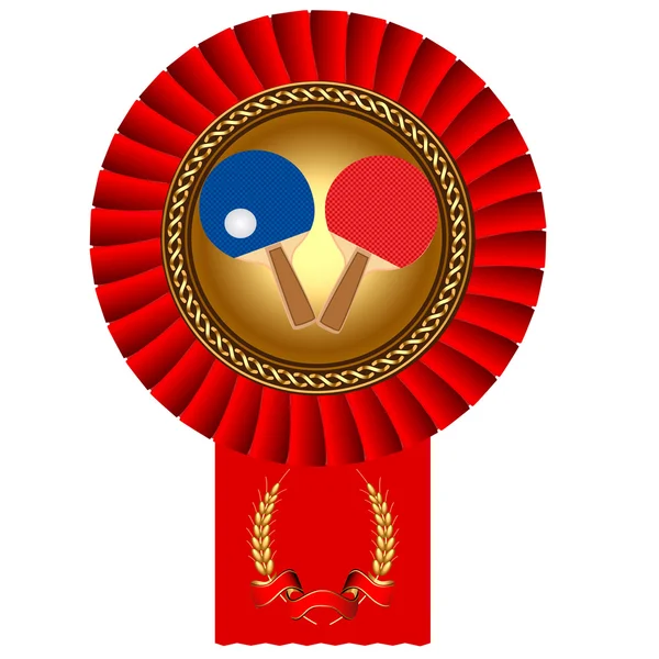 Олимпиада по настольному теннису в мяч золото (en) медаль красной футболки — стоковый вектор