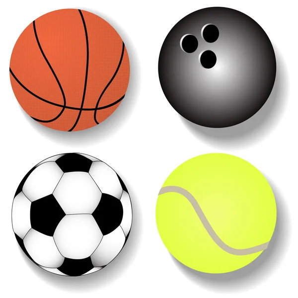 Kit de basquete atlético bola de tênis de futebol — Vetor de Stock