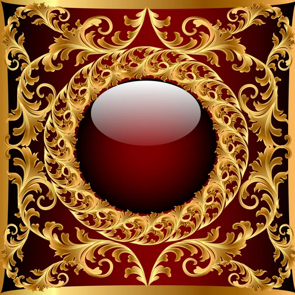 与玻璃球和 gold(en) 图案背景 — 图库矢量图片