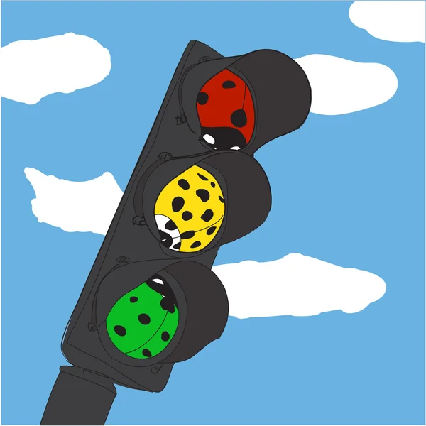 Ladybugs as traffic lights — Stock Vector