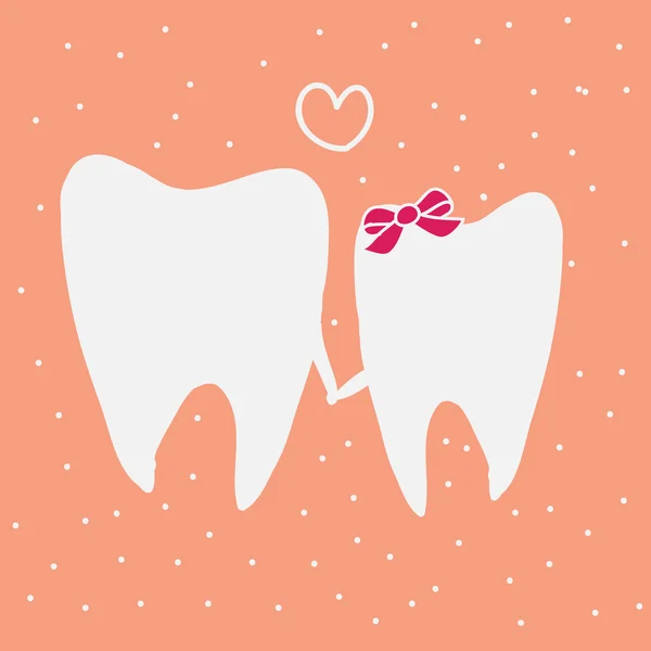 Two teeth in love — Stock Vector