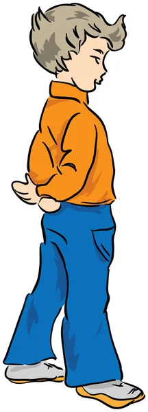 オレンジ色のシャツの少年 — ストックベクタ