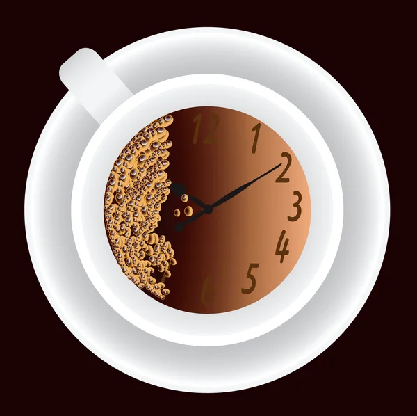 Tasse Kaffee und Zifferblatt — Stockvektor