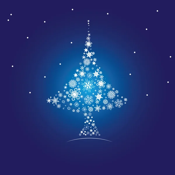 Kerstboom van sneeuwvlokken — Stockvector