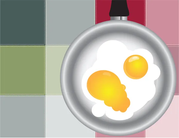 煎的鸡蛋的彩色的正方形 — 图库矢量图片