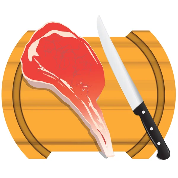 Snijplank met vlees — Stockvector