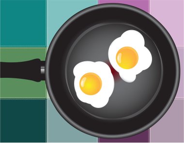 Colored squares with fried eggs clipart