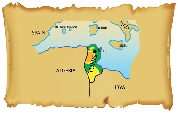 Tunus Haritası — Stok Vektör