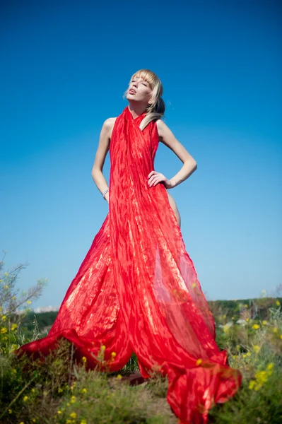 Rudé šaty — Stock fotografie