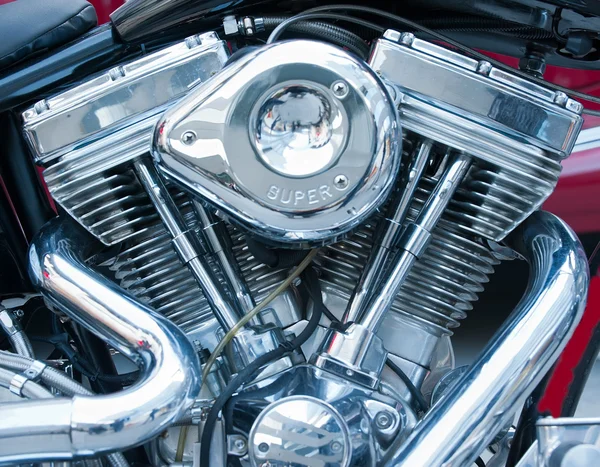 Cromo motor de motocicleta — Fotografia de Stock