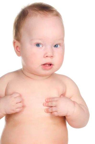 Baby blickt nachdenklich in Kamera — Stockfoto