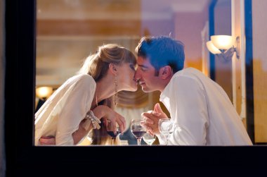 Couple at restaurant clipart