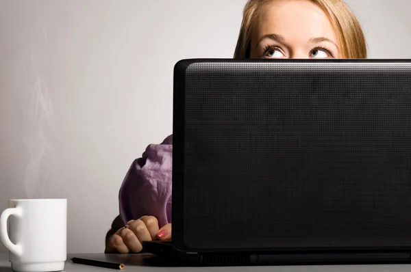 stock image Office woman with laptop