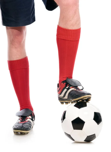 Nohy fotbalista — Stock fotografie