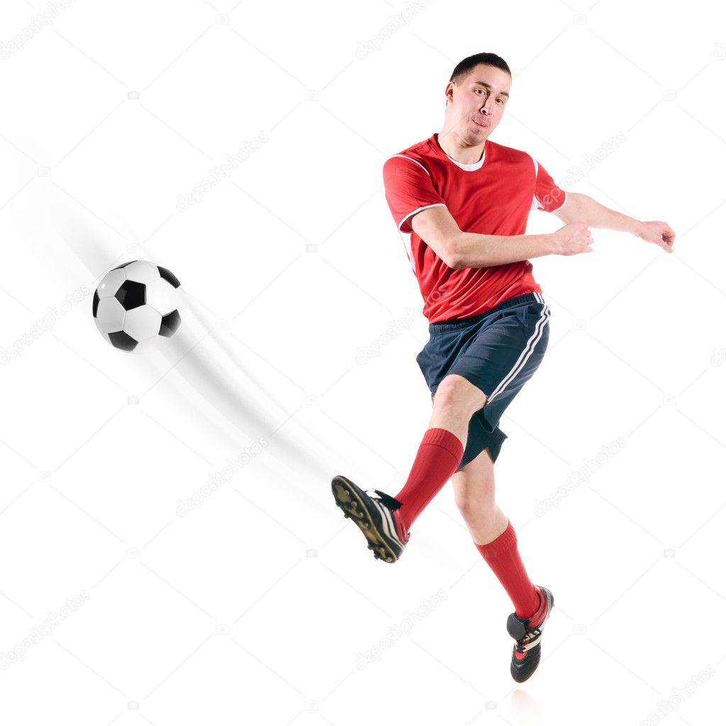 Player hits the ball