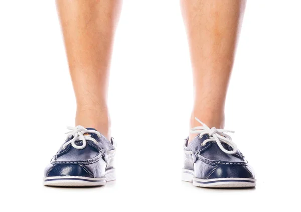 Sapatos de baralho de couro azul — Fotografia de Stock