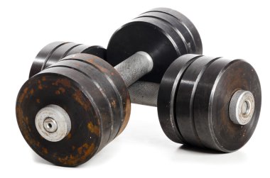 Two used metal barbells clipart