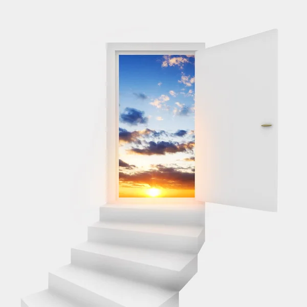 Öppna dörren till kväll sky. — Stockfoto