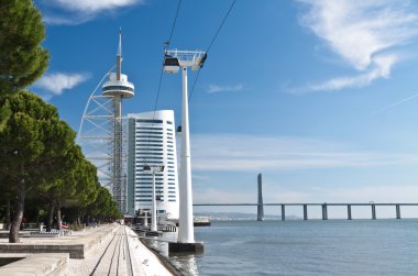 Quay of Tejo river with Vasco da Gama tower, Lisbon clipart