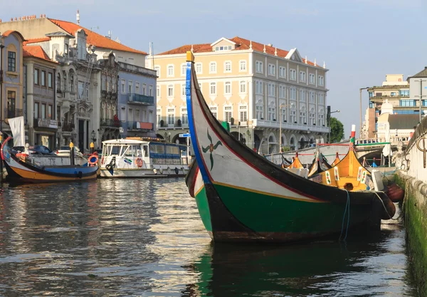 stock image Canal in Aveiro city with boats, Portugal