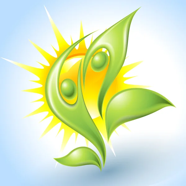 Eko ikona z tancerzy zielony — Wektor stockowy