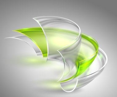 Abstract green background with glass round shapes clipart