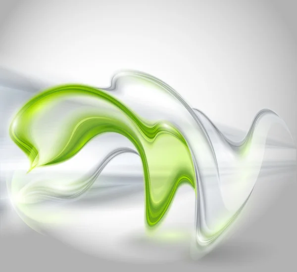 Abstrakter grauer wellenförmiger Hintergrund mit grünem Element — Stockvektor