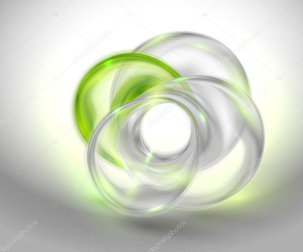 Abstract green background with glass round shape