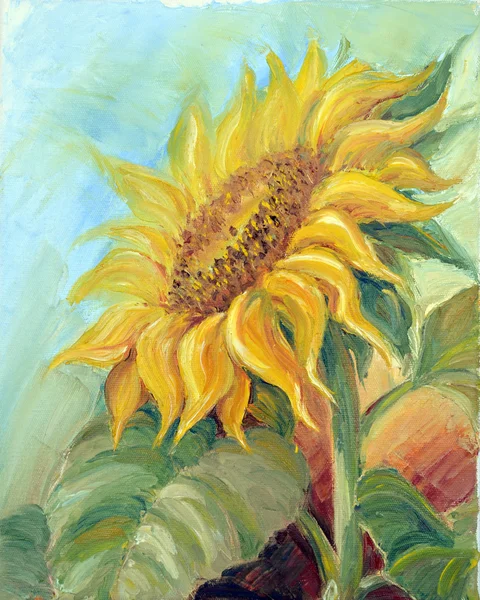 Sunflower, oil on canvas — Stock Photo, Image