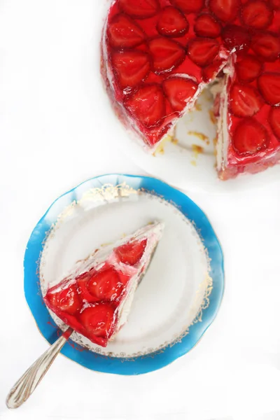Strawberry Cheesecake And A Small Piece — Stock Photo, Image