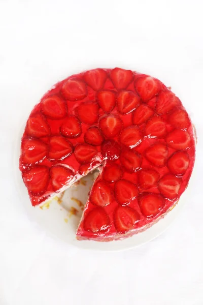 젤리와 딸기 치즈 케이크 스톡 사진