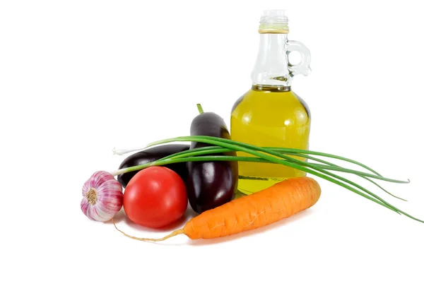 Hortalizas y aceite de oliva — Foto de Stock