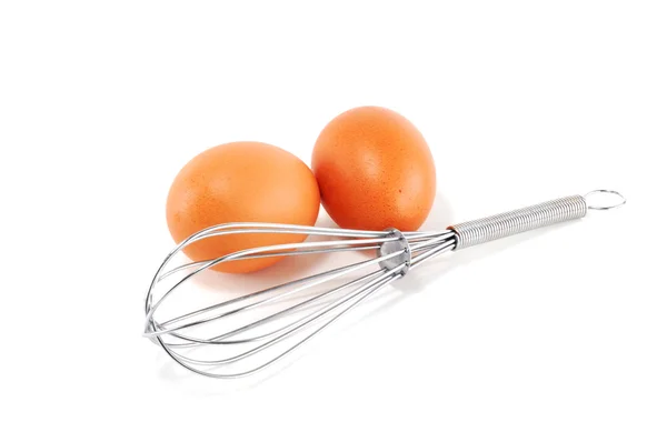 Cooking whisk two eggs and — Stock Photo, Image