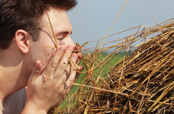 Man with hay — Stock Photo, Image