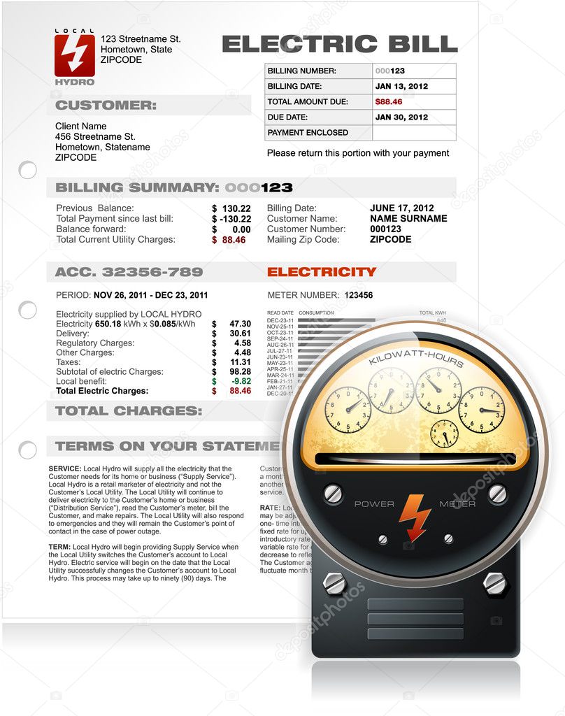 Electric Bill with Electric Counter Vector