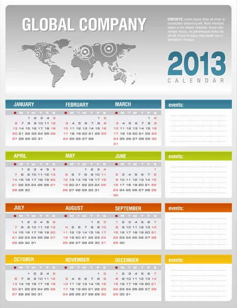 Корпоративный календарь 2013 — стоковый вектор