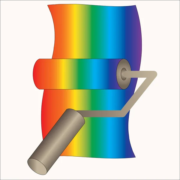 Rollerpinsel mit Farben des Regenbogens — Stockvektor