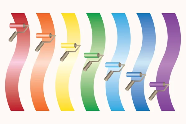 Escovas de rolo com cores dores de arco-íris — Vetor de Stock